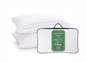 Luxury Stripe Pillows – Premium Hotel Quality, Soft & Durable with Hollowfibre Filling – Pack of 2