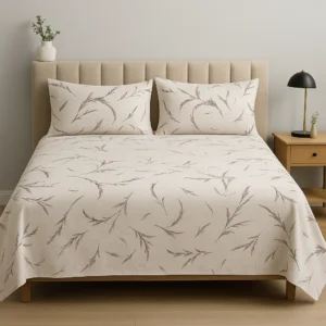 White Printed Cotton Satin Bedsheet – Premium King Size Bedding UK