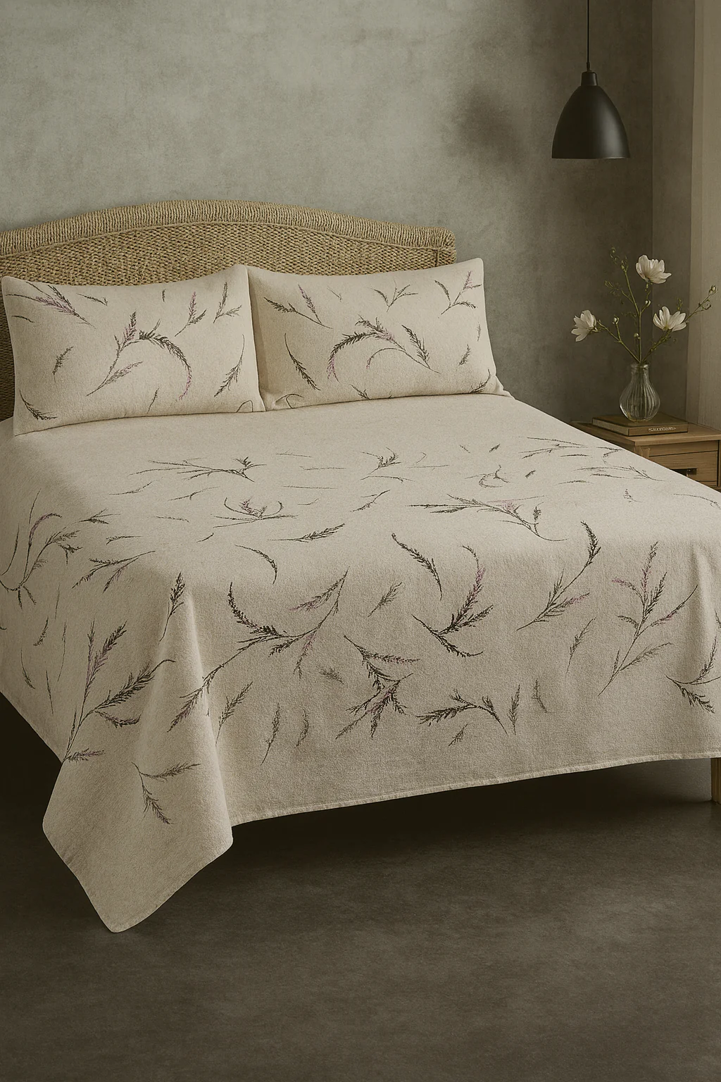 White Printed Cotton Satin Bedsheet – Premium King Size Bedding UK - Image 2