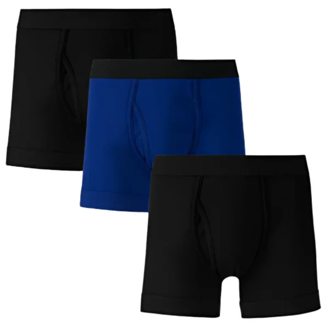 Men’s Boxers Pack of 3 – Black & Blue 100% Cotton Underwear UK